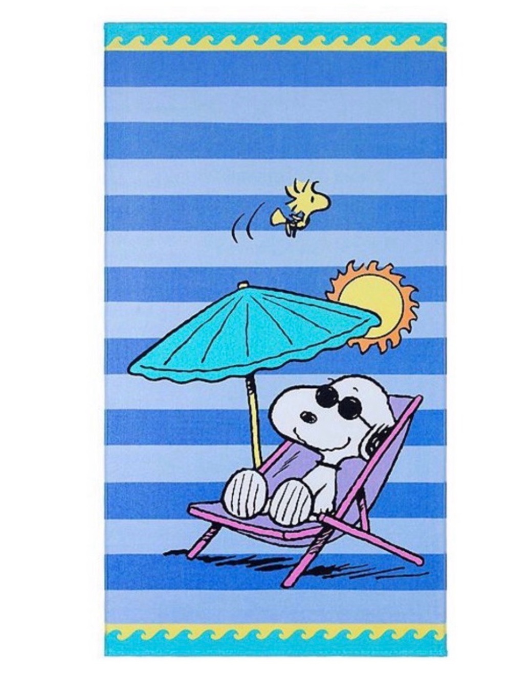 Peanuts Snoopy Beach Towel in Blue Stripes